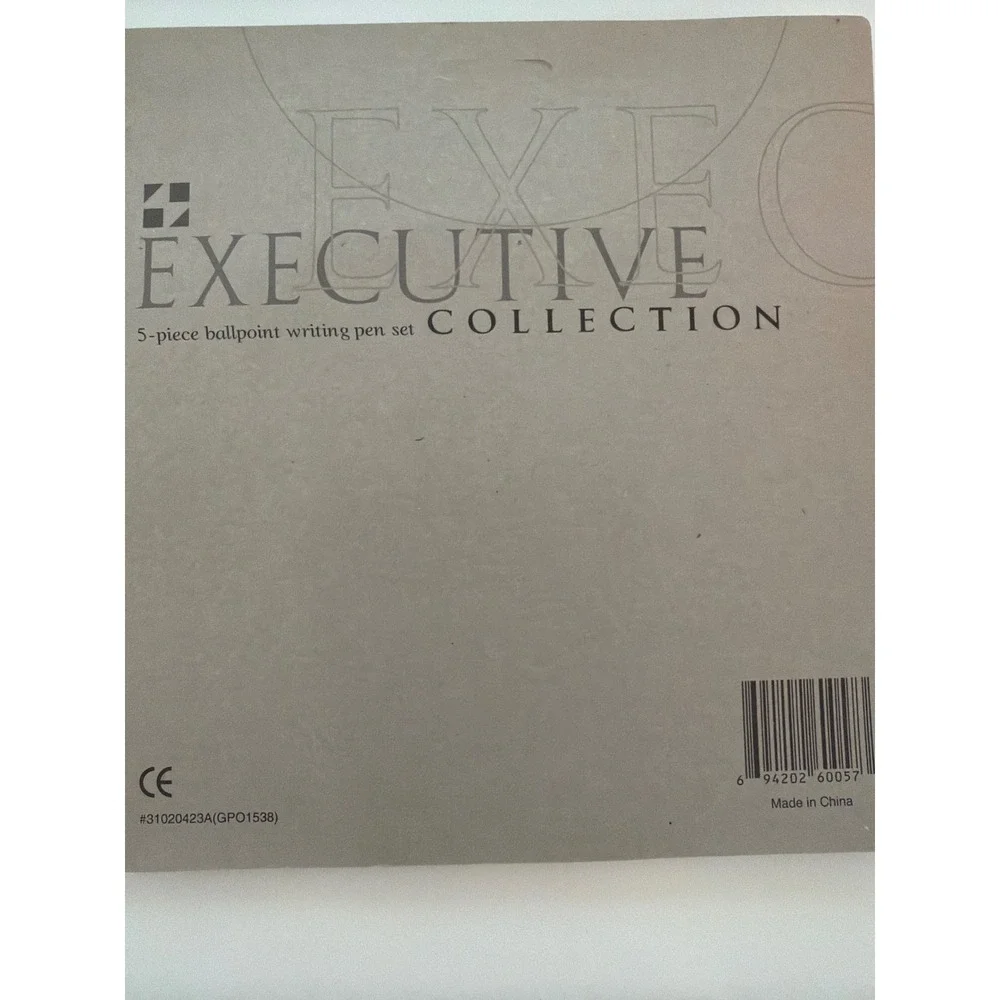 Executive Collection 5 Piece Ballpoint Writing Pen Set Black Gold Tone New NIP